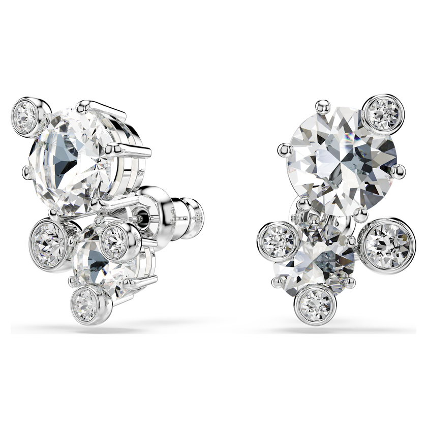 swarovski أقراط دبوسية constella، قطع مستدير، لون أبيض، طلاء روديوم