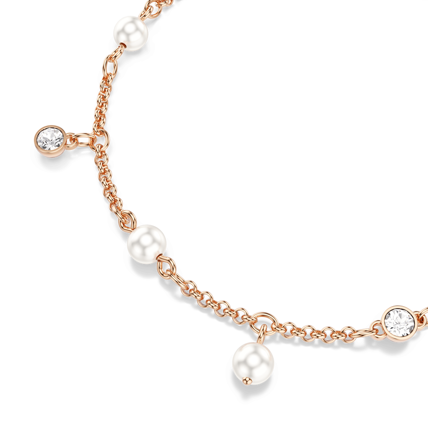 swarovski سوار imber، لؤلؤ كريستالي، قطع مُستدير، لون أبيض، لمسة نهائية من الذهب الوردي عيار 18 قيراط