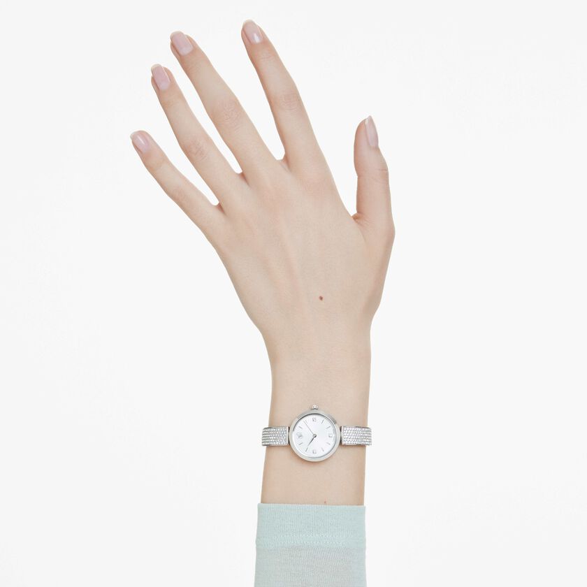 swarovski ساعة illumina، صناعة سويسرية، سوار معدني، لون فضي، ستانلس ستيل