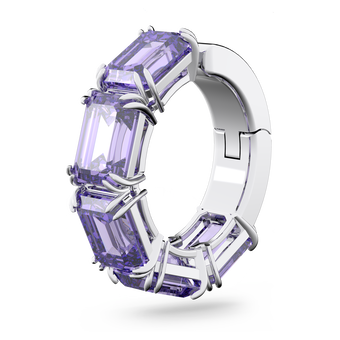 swarovski حلية millenia للأذن، مزدانة بزركونيا سواروفسكي مثمنة، لون بنفسجي، طلاء روديوم