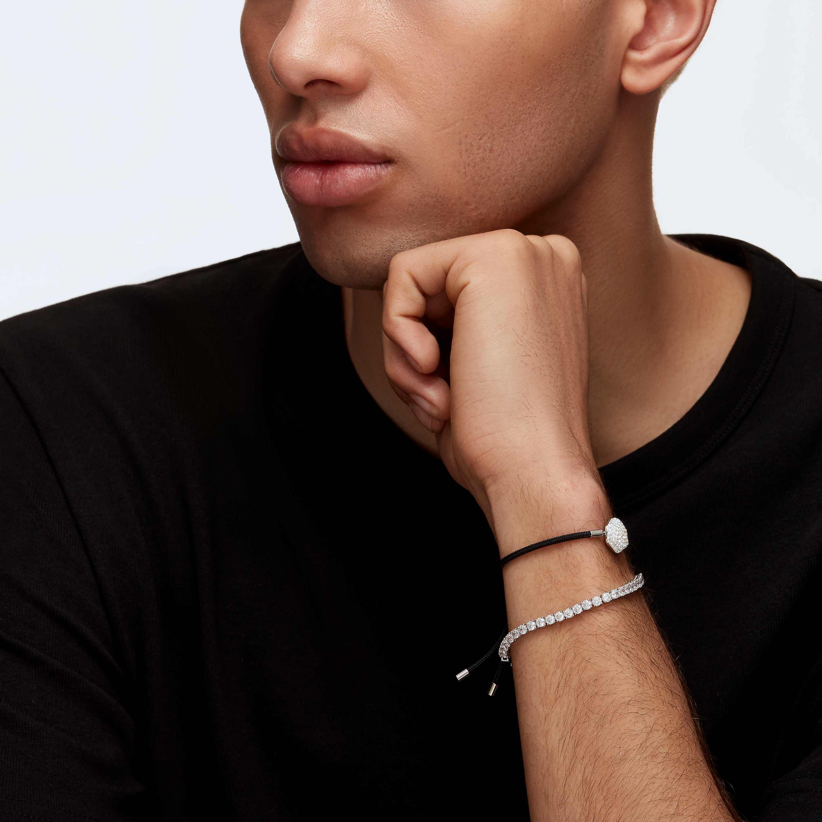 swarovski سوار tennis deluxe، لون أبيض، طلاء روديوم