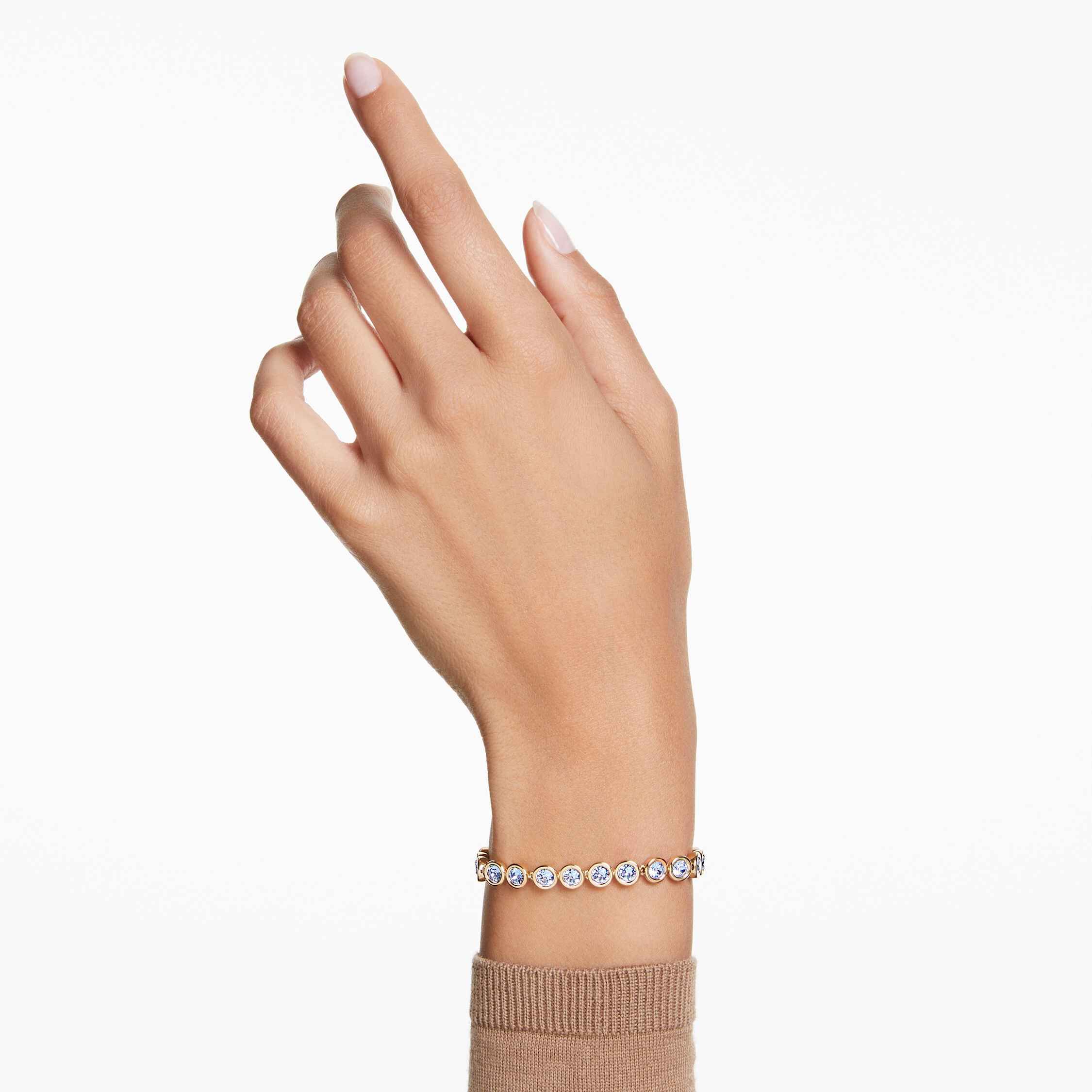 swarovski سوار تنس imber، قطع مُستدير، لون أزرق، طلاء بلون ذهبي