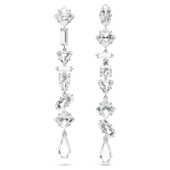 swarovski أقراط متدلية mesmera، قطع متنوع، طويلة، لون أبيض، طلاء روديوم