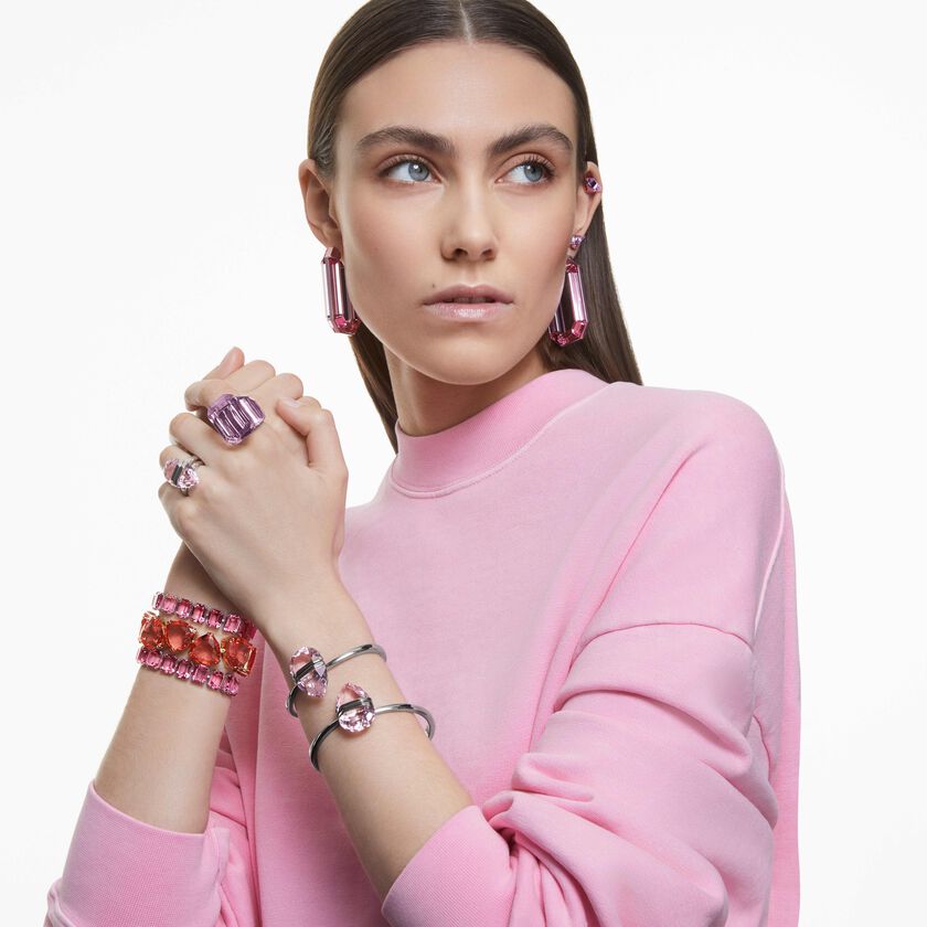 swarovski خاتم كوكتيل lucent، قطع مُثَمَّن، لون وردي