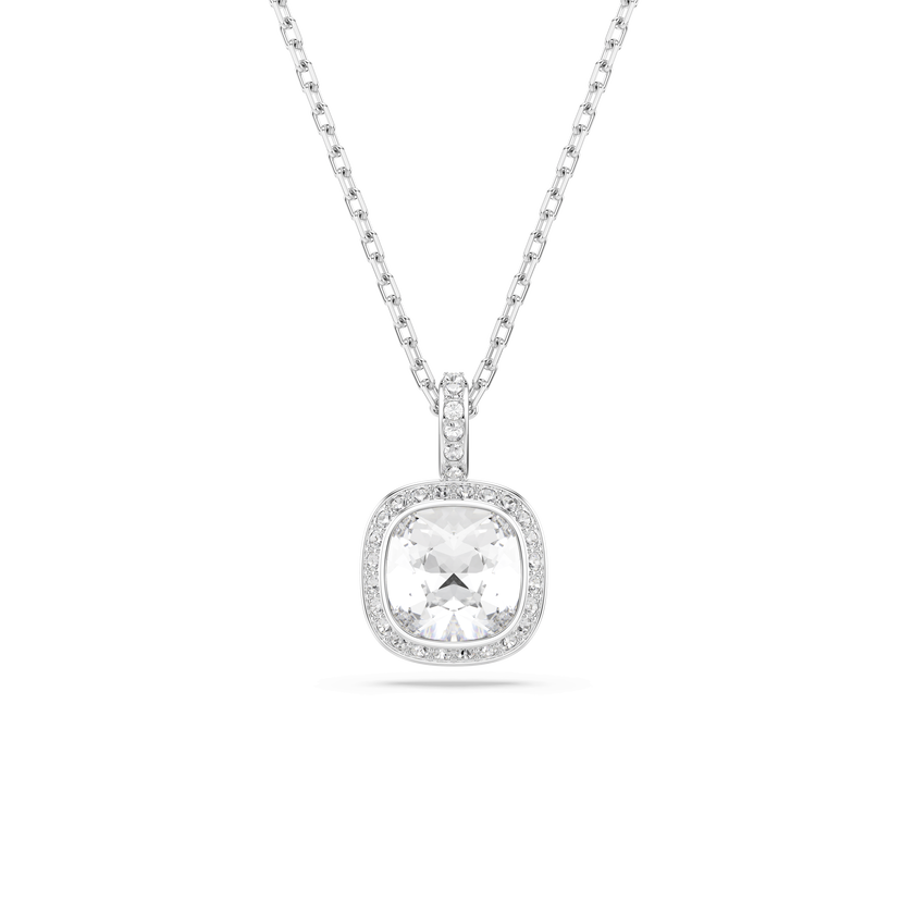 swarovski طقم una angelic، قطع كوشن، لون أبيض، طلاء روديوم