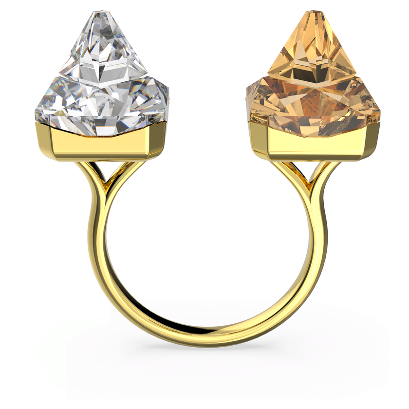 swarovski خاتم chroma، مزدان بكريستالات هرمية، ألوان متعددة، طلاء باللون الذهبي