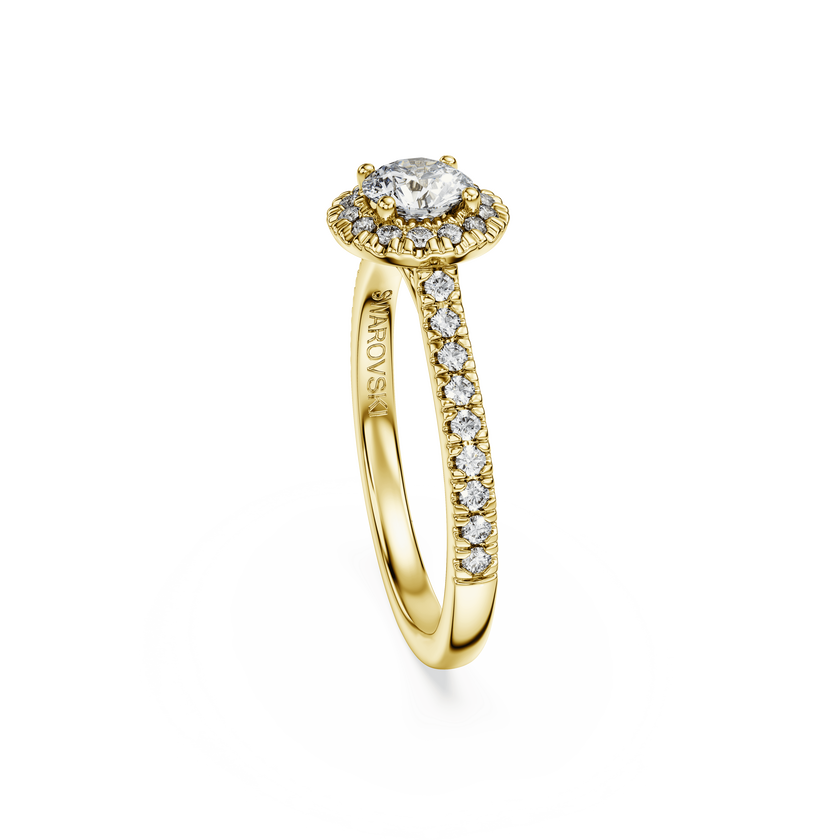 swarovski خاتم سوليتير eternity، ألماس مُصنع في المختبر إجمالي 0 8 قيراط، شكل دائري، ذهب أصفر عيار 18 قيراط