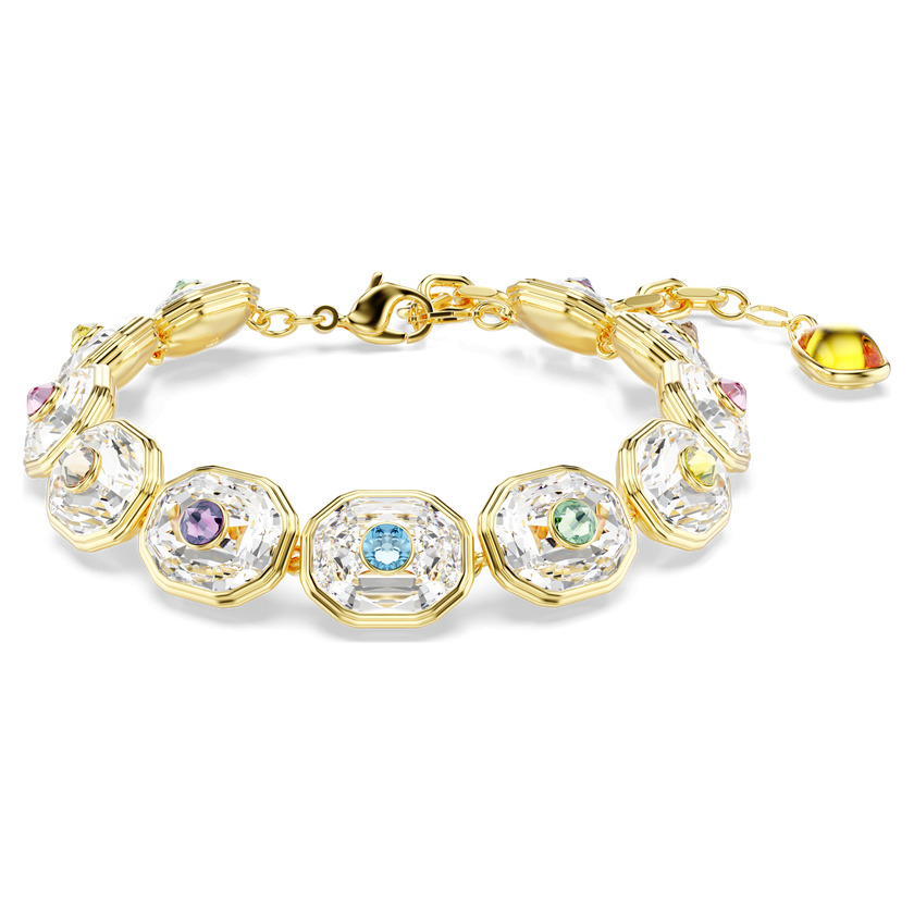 swarovski سوار choma tennis، قطع مُثَمَّن، ألوان متعددة، طلاء باللون الذهبي