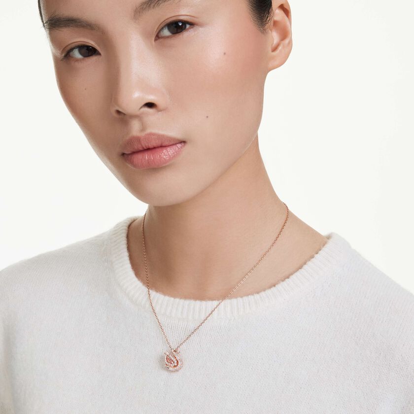 swarovski قلادة swan، قطع متنوع، بجعة، لون وردي