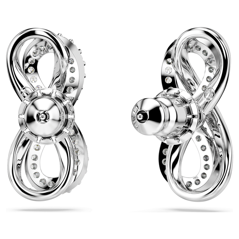 swarovski أقراط دبوسية hyperbola، شكل إنفينيتي، لون أبيض، طلاء روديوم