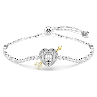 swarovski سوار idyllia، قطع متنوع، شكل قلب وسهم، لون أبيض، طلاء روديوم