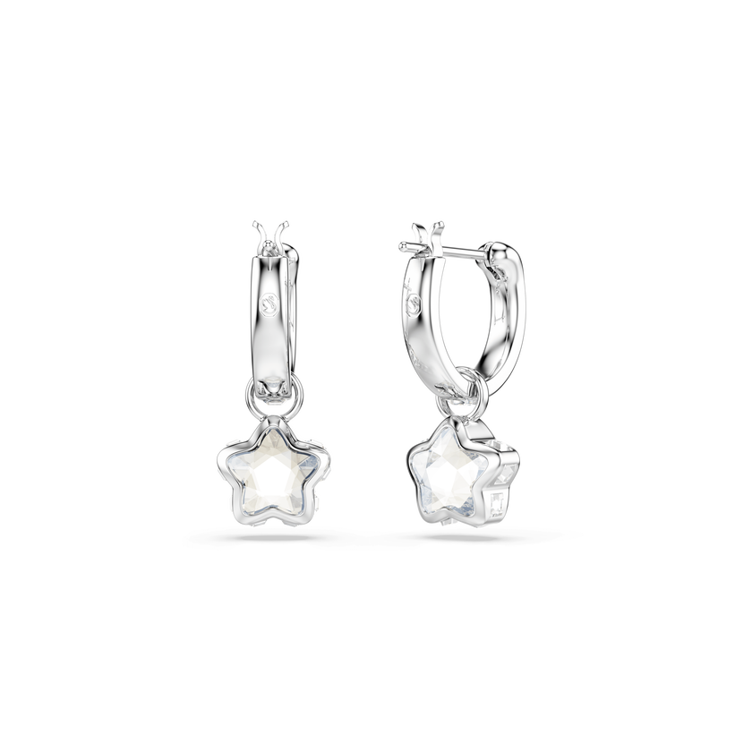 swarovski أقراط متدلية chroma، قطع متنوع، نجمة، لون أبيض، طلاء روديوم