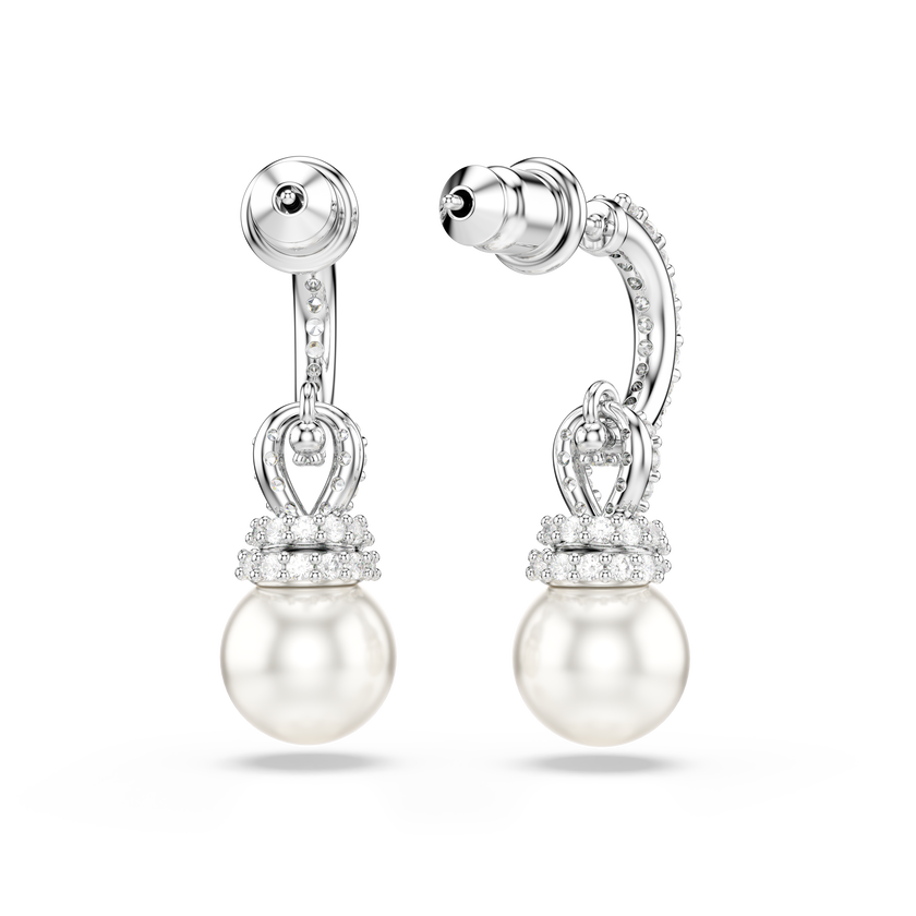 swarovski أقراط متدلية originally، لآلئ كريستال، أحجار كريستال صغيرة متراصة، لون أبيض، طلاء روديوم