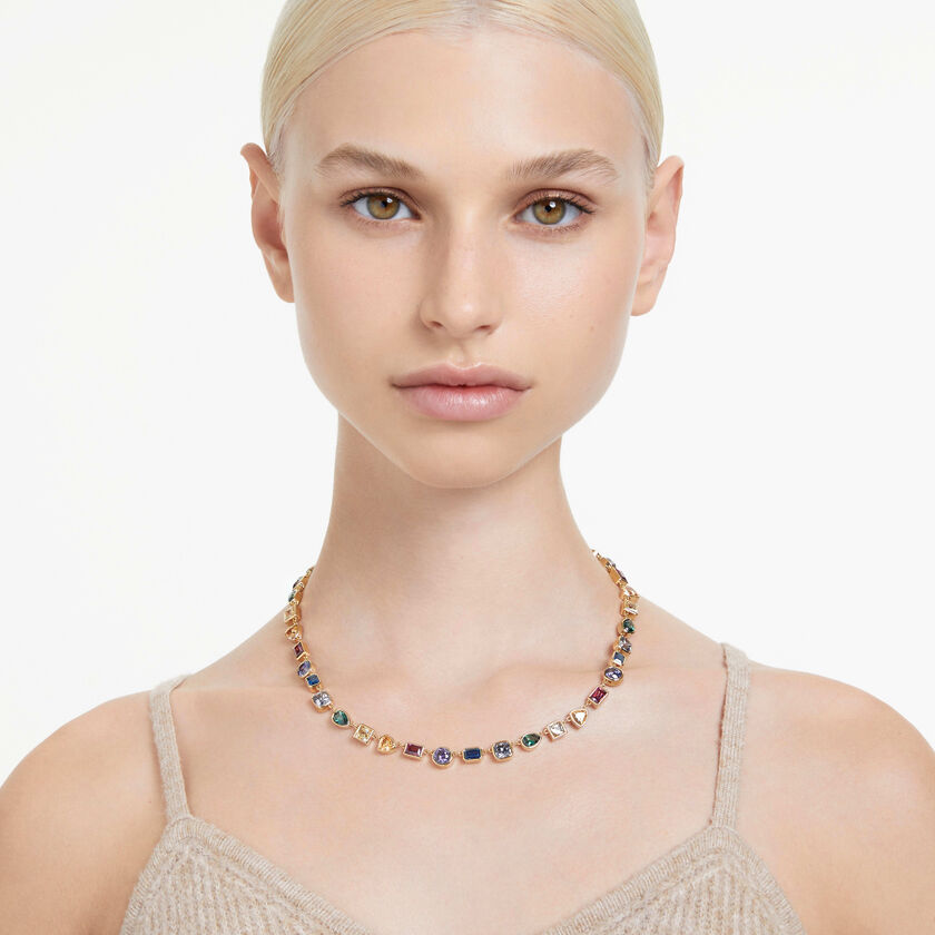 swarovski عقد تنس imber، قطع متنوع، ألوان متعددة، طلاء بلون ذهبي