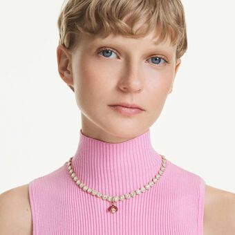 swarovski حلية idyllia، قطع متنوع، شكل دعسوقة، لون أحمر، طلاء باللون الذهبي