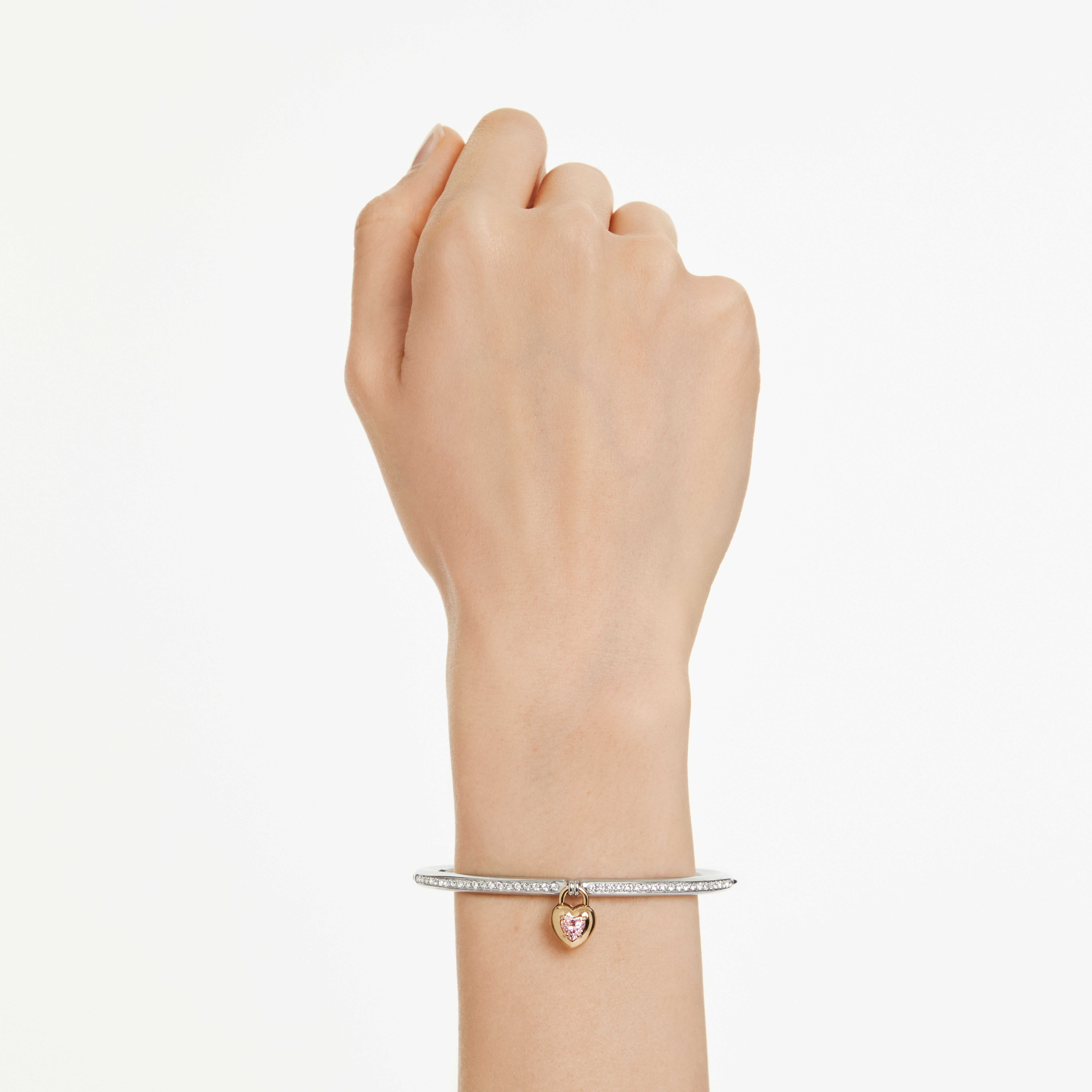 swarovski سوار idyllia، قطع متنوع، شكل قلب، لون وردي، لمسة نهائية من معادن مختلطة