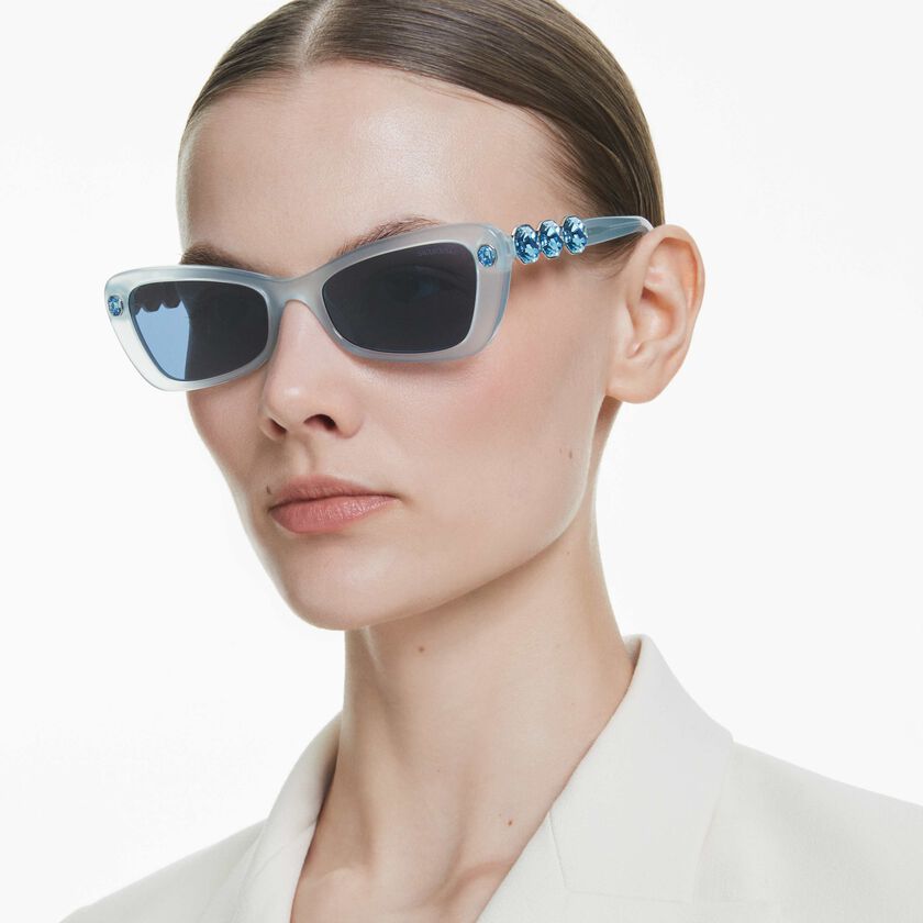 swarovski نظارة شمسية، شكل مستطيل، sk6033، لون أزرق