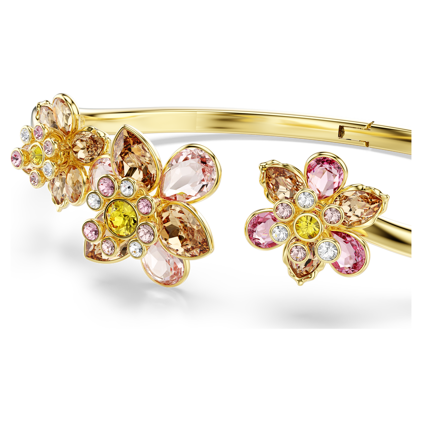 swarovski أسورة idyllia، قطع متنوع، شكل زهرة، ألوان متعددة، طلاء باللون الذهبي الوردي