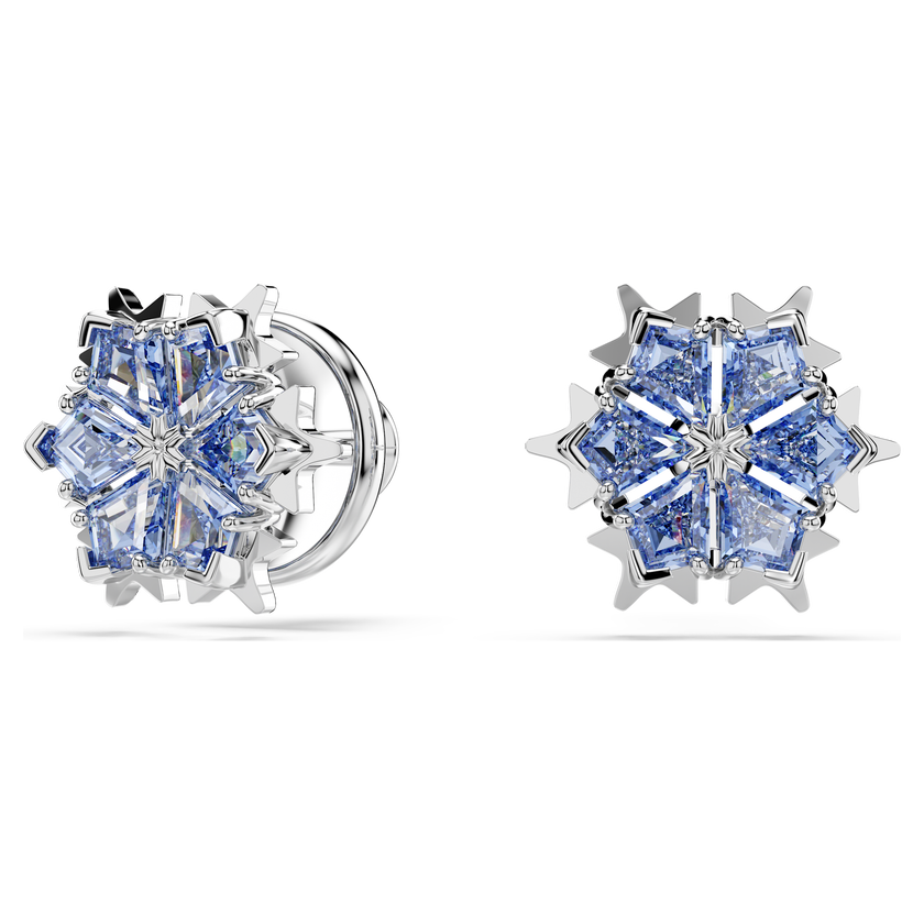 swarovski أقراط دبوسية magic، شكل دفة ثلج، لون أزرق، طلاء روديوم