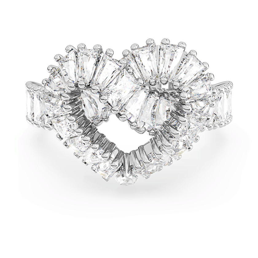 swarovski خاتم matrix كوكتيل، قطع متنوع، على شكل قلب، لون أبيض، طلاء روديوم