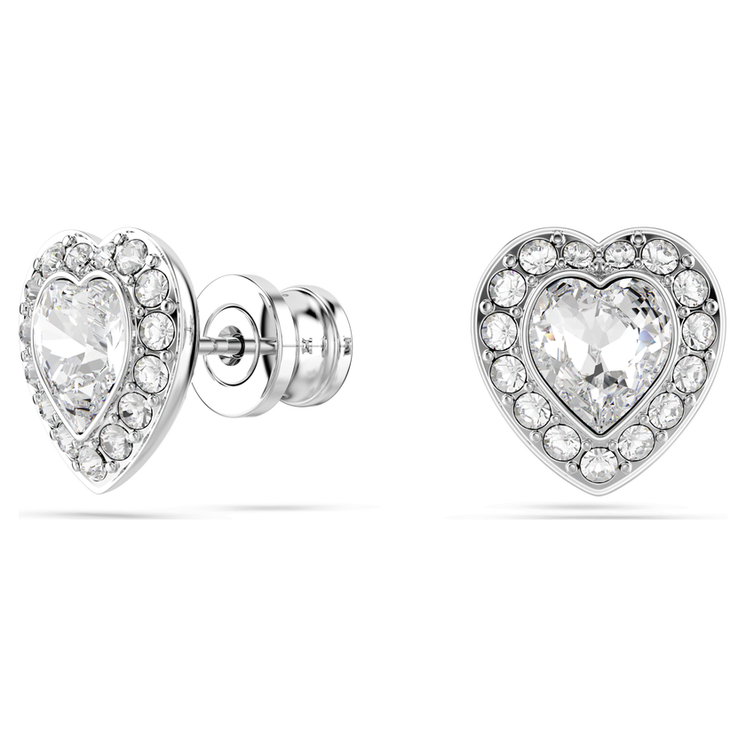 أقراط دبوسية ariana grande x swarovski، قطع متنوع، شكل قلب، لون أبيض، طلاء روديوم