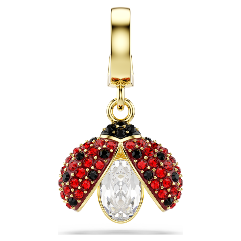 swarovski حلية idyllia، قطع متنوع، شكل دعسوقة، لون أحمر، طلاء باللون الذهبي