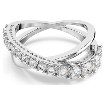 swarovski خاتم hyperbola، قطع متنوع، لون أبيض، لمسة نهائية باللون الفضي