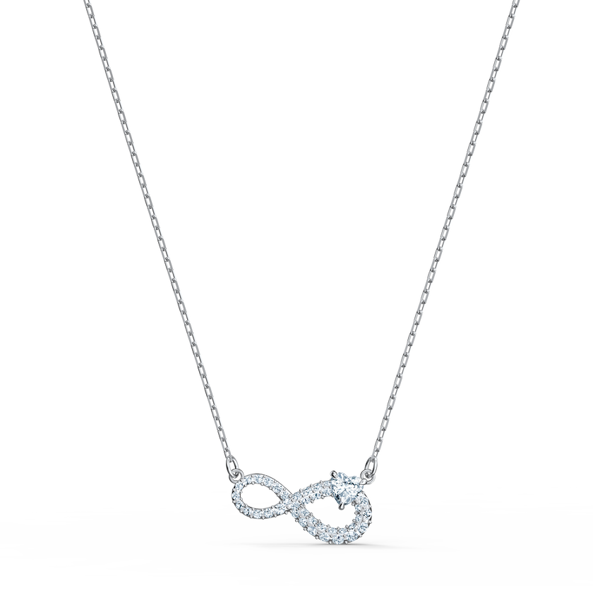 عقد swarovski inifinity، لون أبيض، طلاء روديوم