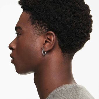 swarovski أقراط حلقية dextera، شكل مثمن، قطع مستدير، لون أبيض، طلاء روديوم