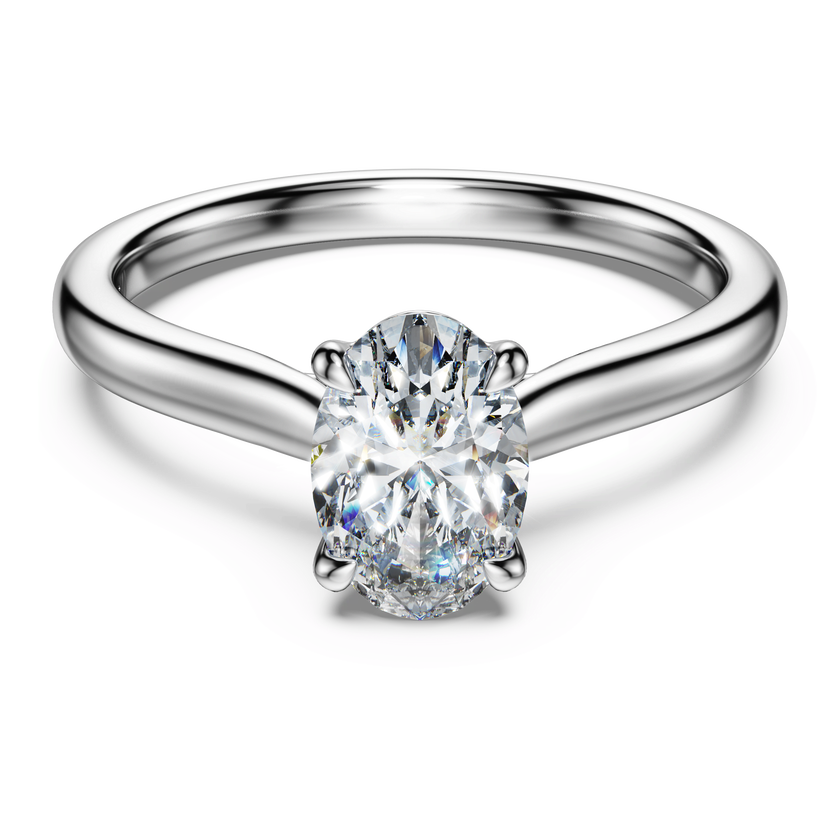 swarovski خاتم سوليتير eternity، أحجار ألماس مُصنعة في المختبر بإجمالي 1 قيراط، قطع دائري، ذهب أبيض عيار 18