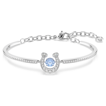 swarovski سوار symbolica، قطع مستدير، أحجار كريستال صغيرة متراصة، شكل حدوة حصان، لون أزرق، طلاء روديوم