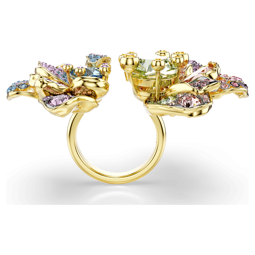 swarovski خاتم idyllia، قطع متنوع، كريستالات مُتراصَّة، شكل زهرة، ألوان متعددة، لمسة نهائية من معادن مختلطة