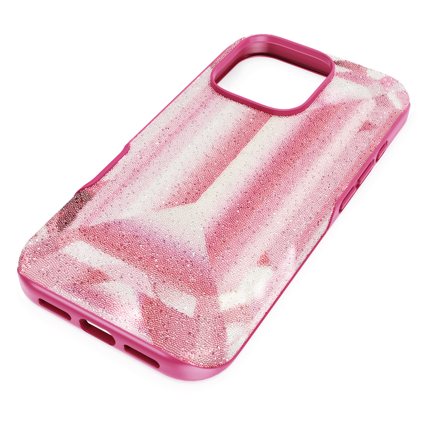 swarovski حافظة هاتف ذكي high، طبعة بنقشة الكريستال، iphone  16 pro، لون وردي