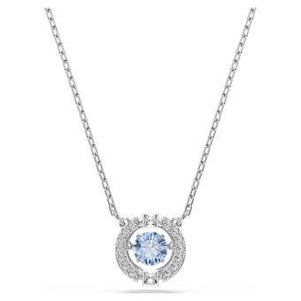 swarovski عقد una، قطع مُستدير، لون أزرق، طلاء روديوم