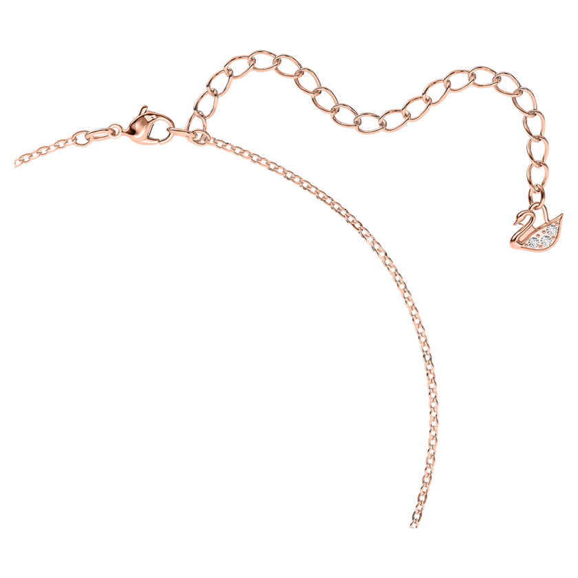 swarovski قلادة iconic swan بحلية متدلية، لون أسود، طلاء ذهبي وردي
