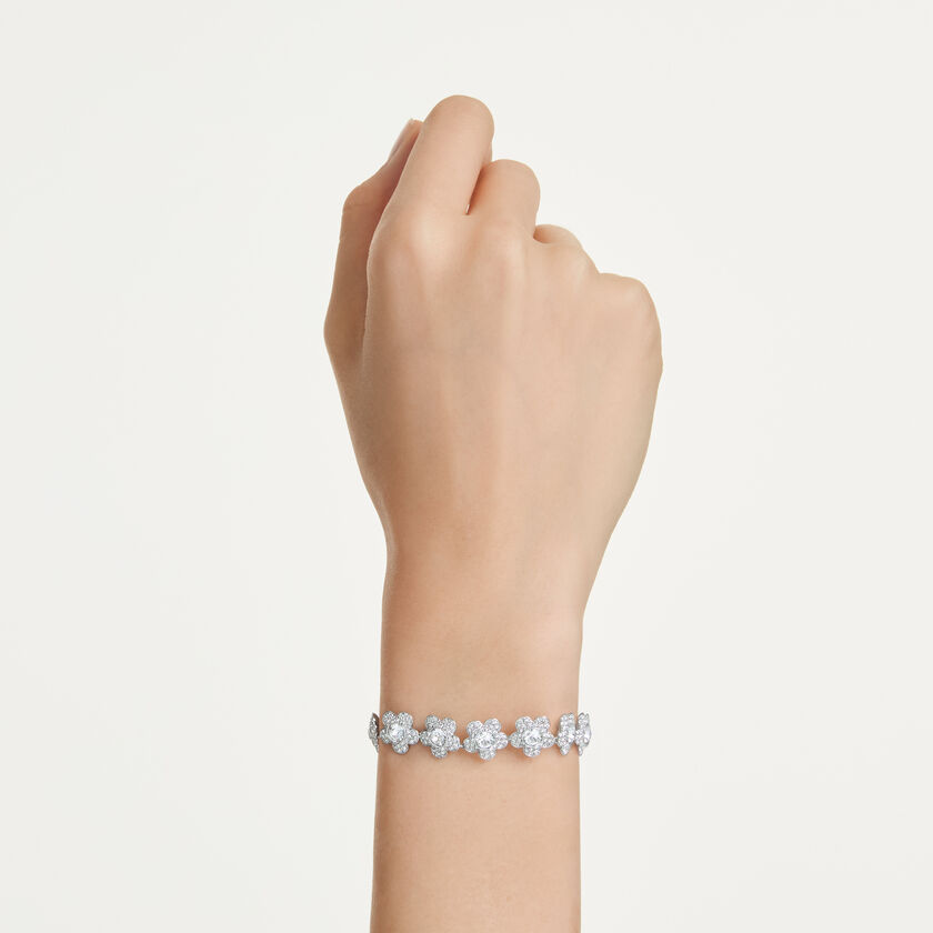 سوار ariana grande x swarovski، قطع مستدير، شكل زهرة، لون أبيض، طلاء روديوم
