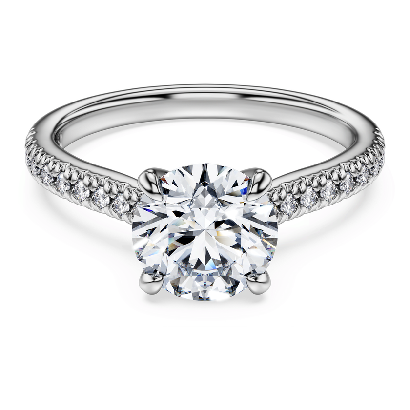 swarovski خاتم سوليتير eternity، ألماس مُصنع في المختبر بإجمالي 1 7 قيراط، شكل دائري، ذهب أبيض عيار 18