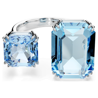 swarovski خاتم مفتوح millenia، مثمن، لون أزرق، طلاء روديوم