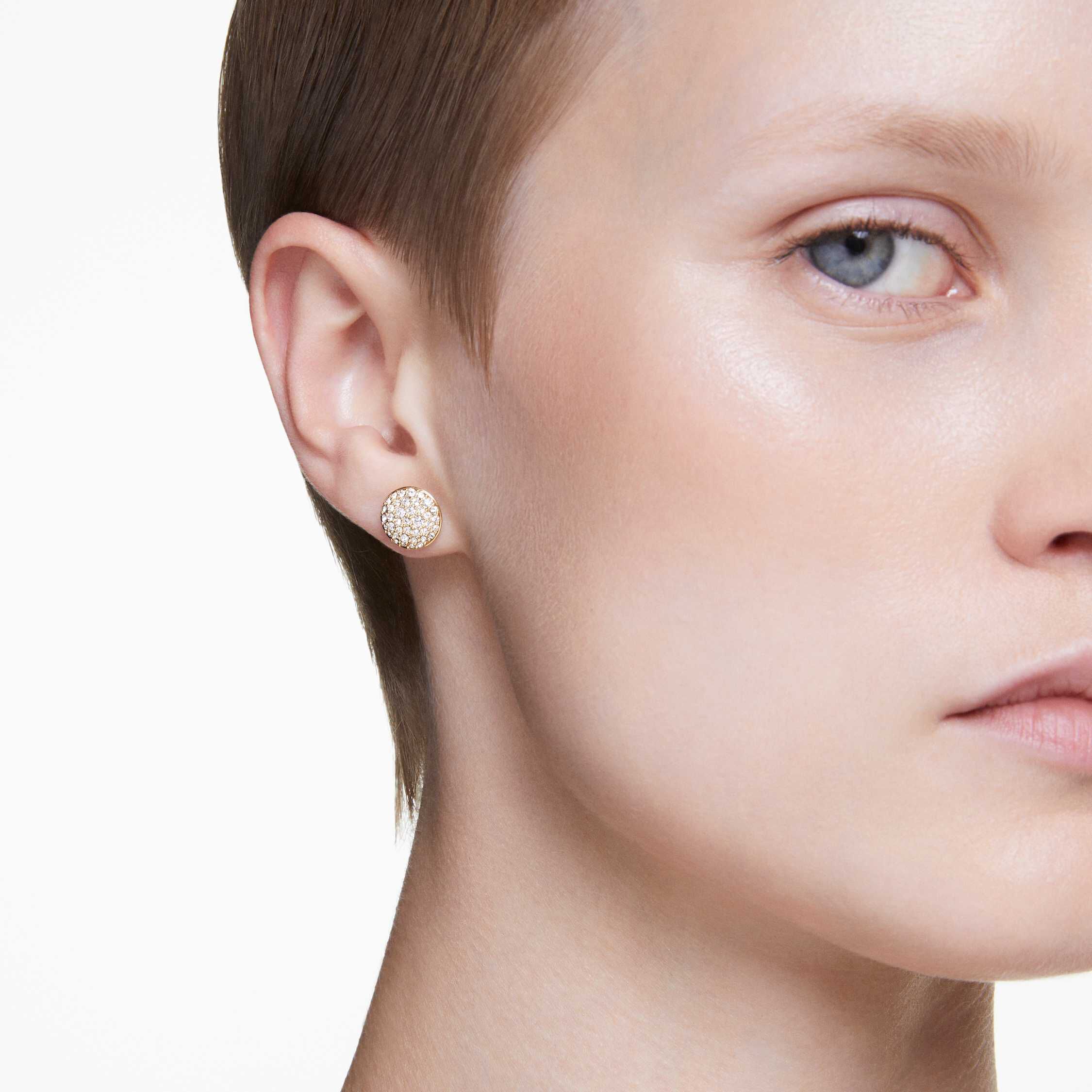 swarovski أقراط دبوسية sublima، لون أبيض، طلاء بلون ذهبي