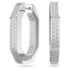 swarovski أقراط dextera حلقية، ثمانية الشكل، حجم متوسط، لون أبيض، طلاء روديوم