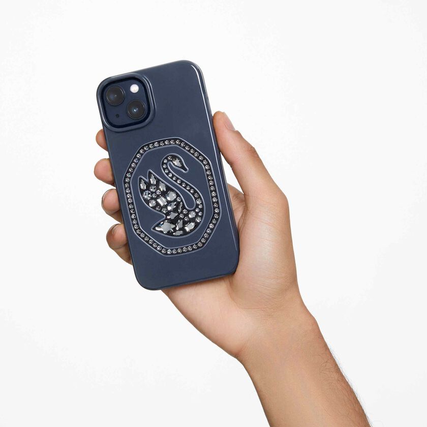 swarovski حافظة signum للهاتف الذكي، على شكل بجعة، iphone  14، لون أسود