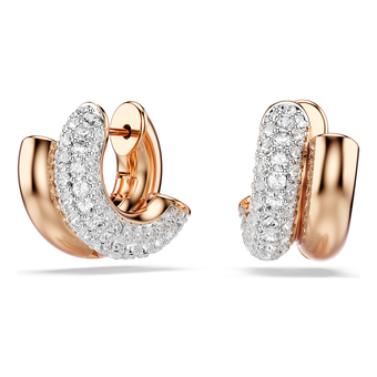 swarovski dextera hoop earrings  round cut  mini  white  rose gold tone plated