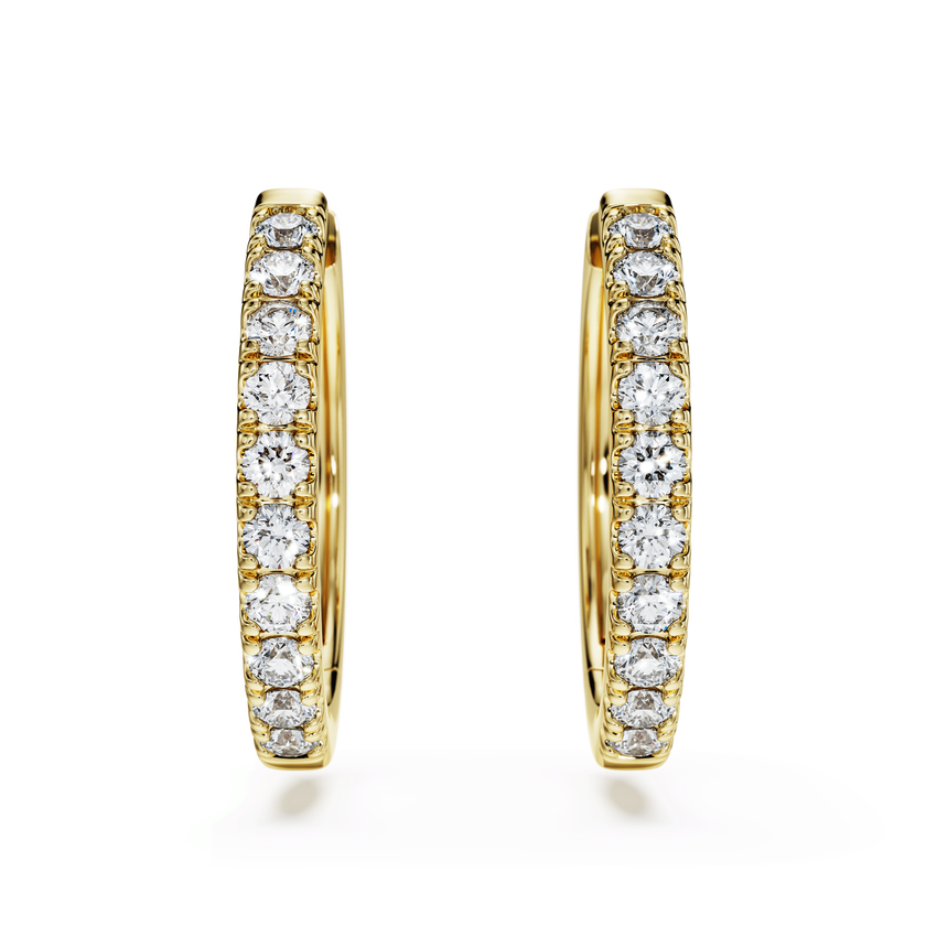 swarovski أقراط حلقية eternity، ألماس مُصنع في المختبر إجمالي 0 5 قيراط، شكل دائري، ذهب أصفر عيار 18 قيراط