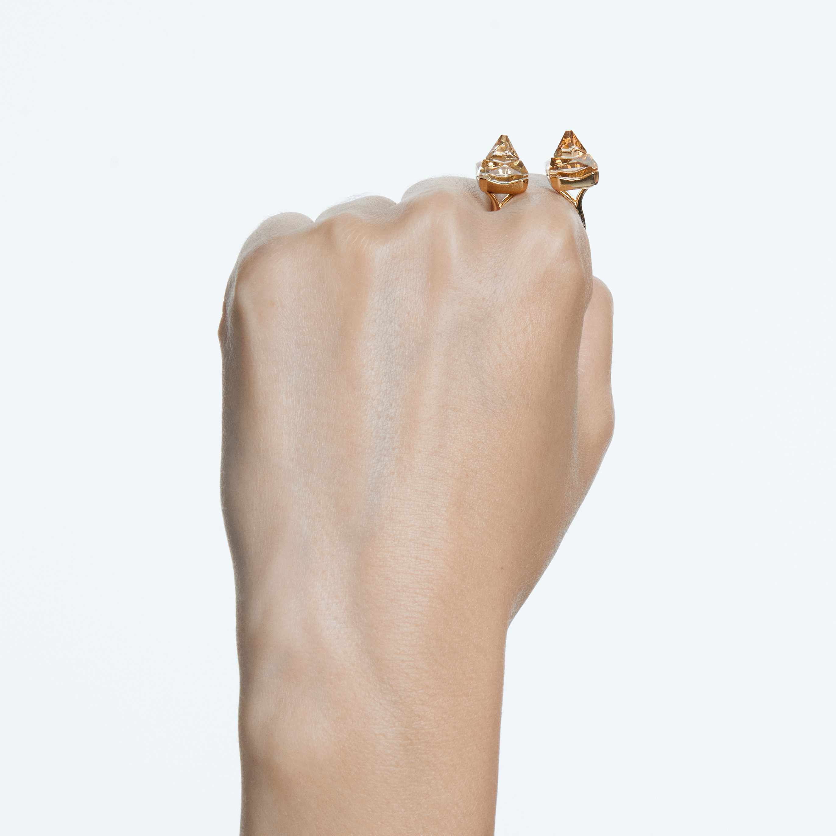 swarovski خاتم chroma، مزدان بكريستالات هرمية، ألوان متعددة، طلاء باللون الذهبي