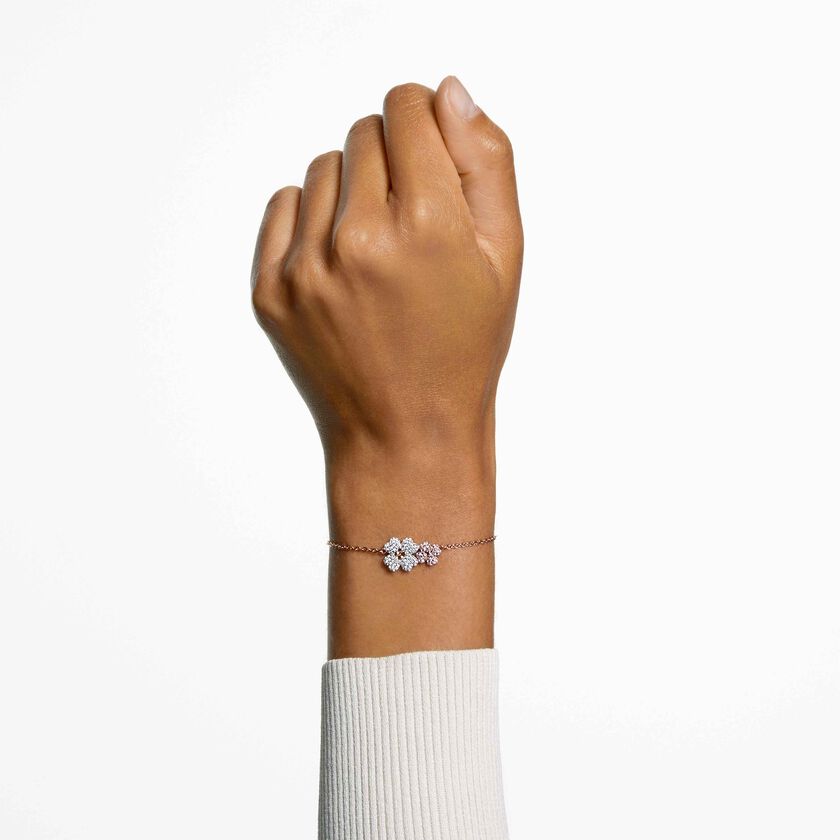 swarovski سوار latisha، شكل زهرة، ألوان متعددة، طلاء بلون ذهبي وردي
