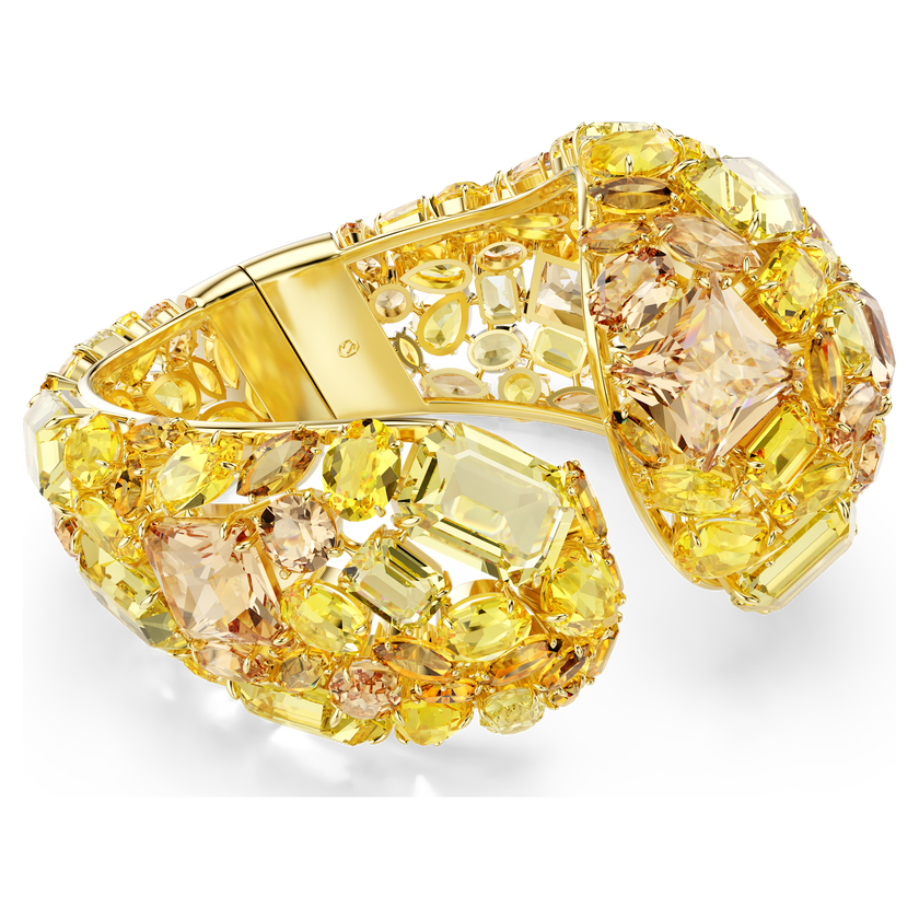 swarovski سوار gema، لون أصفر، طلاء باللون الذهبي