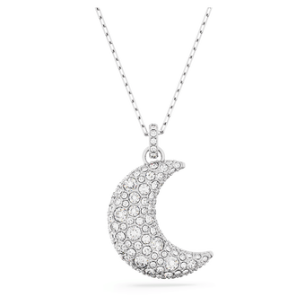 swarovski قلادة sublima، على شكل هلال، لون أبيض، طلاء روديوم