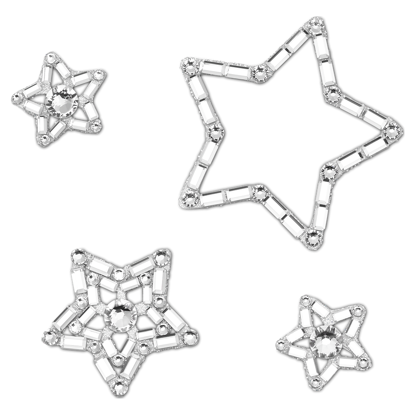 swarovski مجوهرات للجسم، طقم مكون من 4 قطع، على شكل نجمة، لون أبيض