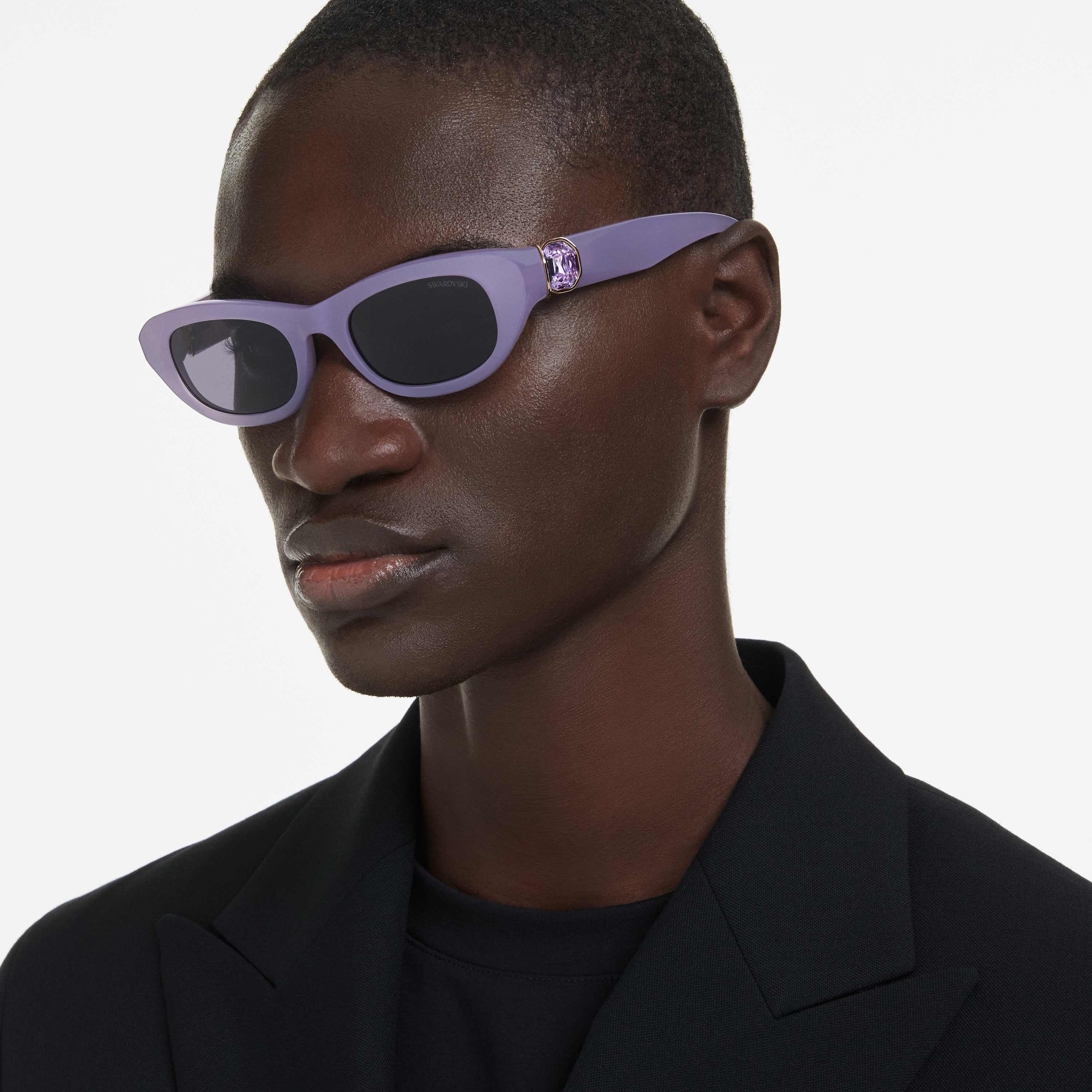 swarovski نظارة شمسية، على شكل وسادة، لون أرجواني