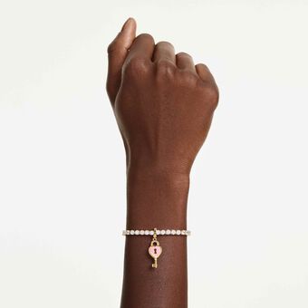 swarovski حلية idyllia، قطع متنوع، شكل قلب ومفتاح، لون أبيض، طلاء باللون الذهبي